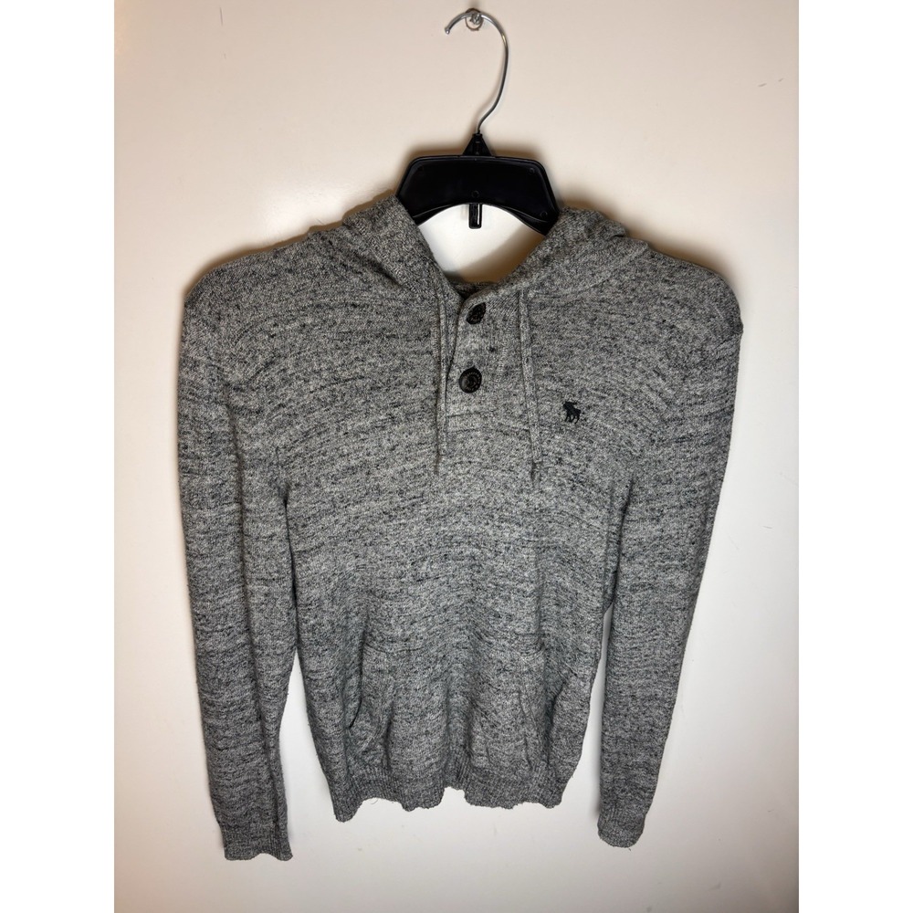 Abercrombie & Fitch Hoodie Sweater Mens Small Gray Preppy Pullover Y2K Grey